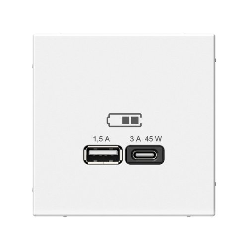 Розетка USB тип A+С без рамки Systeme Electric ArtGallery  2-м. 45Вт высокоскор.заряд. белый картинка